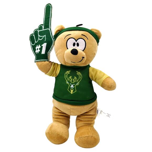 Milwaukee Bucks #1 Basketball Fan Teddy Bear Plush Stuffed Animal NBA 14" New - Picture 1 of 4